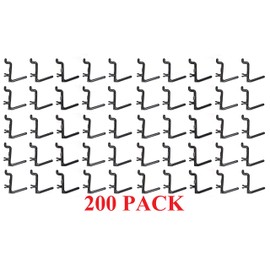 JSP Manufacturing Plastic L Style Peg Board Hook Kit | Garage Tool Craft Jewelry Storage Pegboard Organizer (200, Black)