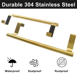 Hitefu 2 Pack Stainless Steel Over Cabinet Towel Holder, Universal Fit Towel Rack Bar for Dish Towels, Kitchen Organization & Cabinet Doors (Gold)