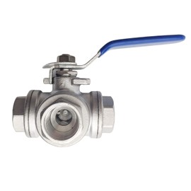 LOZOME 1/2" L-Type 3-Way Ball Valve Female NPT 316 Stainless Steel Mounting Pad WOG1000