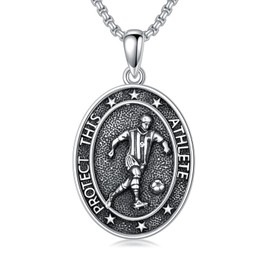 MEIDERBO Soccer Necklace Sterling Silver Soccer Pendant Necklace Sports Necklace Jewelry for Men Women Birthday Anniversary Day Christmas with 22+2 Inch Chain