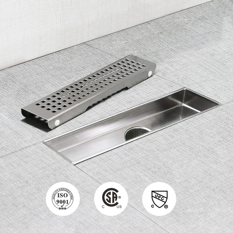 SaniteModar Linear Shower Drain 12 inch with Removable Square Hole