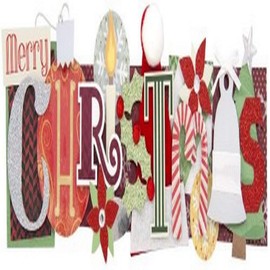 Karen Foster Design Scrapbooking Stacked Statement, Merry Christmas, 12 x 12"