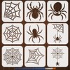 FINGERINSPIRE 9PCS Spider Stencils with 1Pc Plastic Brush 15x15cm