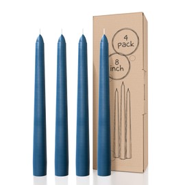 CANDWAX 8 inch Taper Candles Set of 4 - Dinner Candles Dripless - Tall Candles Long Burning Perfect for Dinner or Party Candles Decor - Dark Blue Candles
