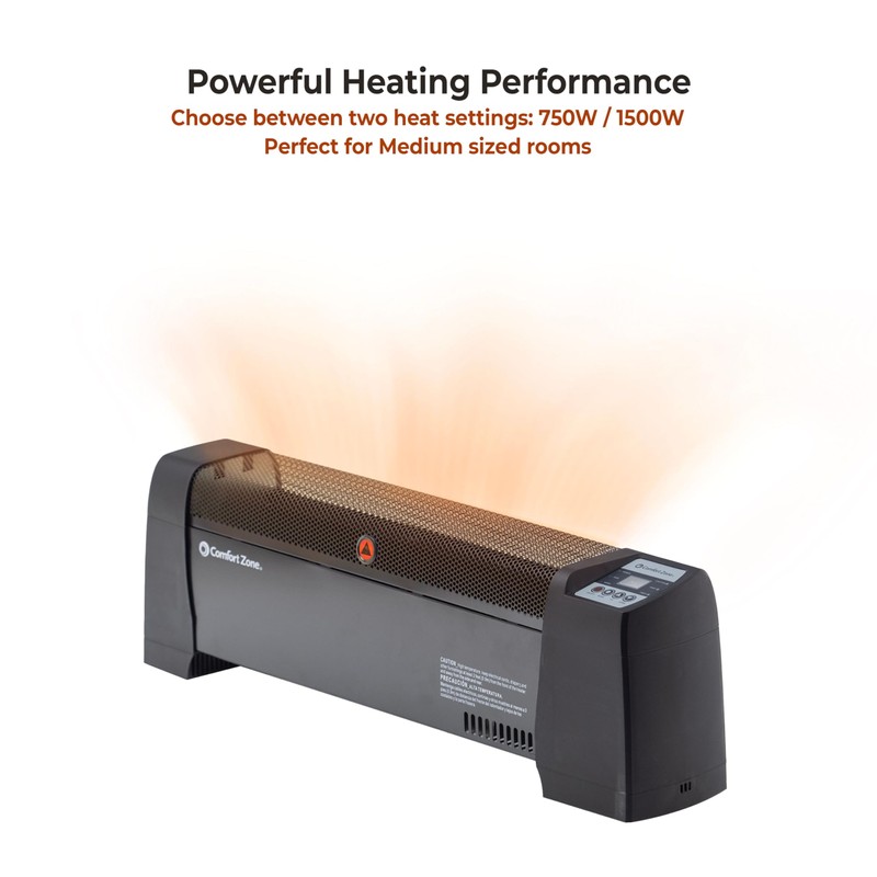 Comfort Zone Baseboard Space Heater with Digital Thermostat, Electric, Dent-Proof