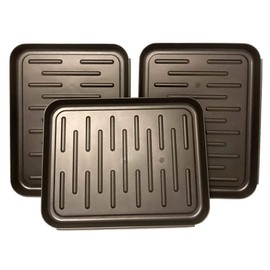 (Set of 3) Boot Tray for Entryway with Raised Edge - Heavy Duty Shoe Mat Drip Trays - Waterproof Pet Food Mat - Gardening Tool Tray - Black Color - Multipurpose Tray (3 Pack, 11 x 14 Inch)