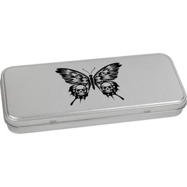Azeeda 'Butterfly With Skull Wings' Metal Hinged Stationery Tin/Storage Box (TT00250918)