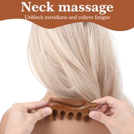 HJZHII Wooden Scalp Comb, Scalp Massage Tool Scalps Massager Hair Growth Wooden Massage Comb 4 in 1 Sandalwood Gua Sha Massager Head Wood Brush for Neck Care Stress Relief Untangling Styling Hair