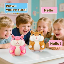 SANJOIN Kids Toddler Toys for Ages 2-4, Talking Hamster Repeats What You Say, Interactive Plush Repeating Toy for 2 3 4 5 6 8 Year Old Boy Girl Birthday Gift (Brown)