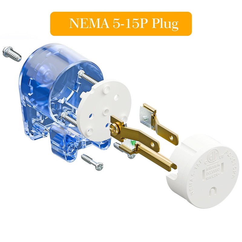 Nema 5-15P 90 Degree Right Angle Plug - 10 Pack,