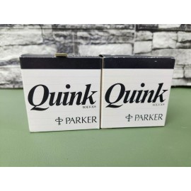 Lot Of 2  VTG Quink Parker  Solv-X Black Ink Glass Bottle  Original Box 2oz NOS