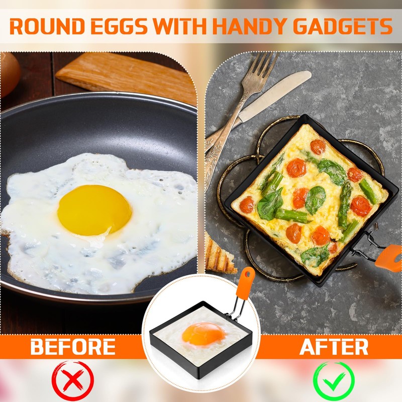 Patelai 6 Pcs Egg Ring Pancake Ring Set Stainless Steel