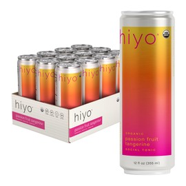Hiyo Organic Social Tonic- Passion Fruit Tangerine, 12 Pack – N.A. Functional Seltzer, Sparkling Water Crafted with Organic Adaptogens, Nootropics, & Botanicals