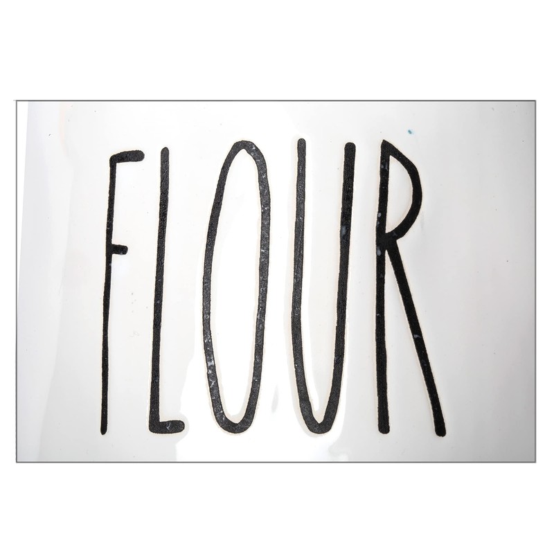 TRUU DESIGN Farmhouse Modern Ceramic Flour Jar,Creamy White, Wording "