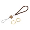 uxcell Wristlet Lanyard, 4.7" Leather Keychain Strap with Flower Charm
