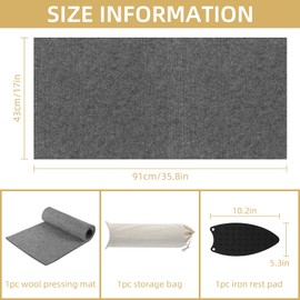AiVeUao Wool Pressing Mat for Quilting, 35.8" X 17" Portable Wool Ironing Mat, Quilting Ironing Pad for Quilter, Sewing, Quilting Supplies