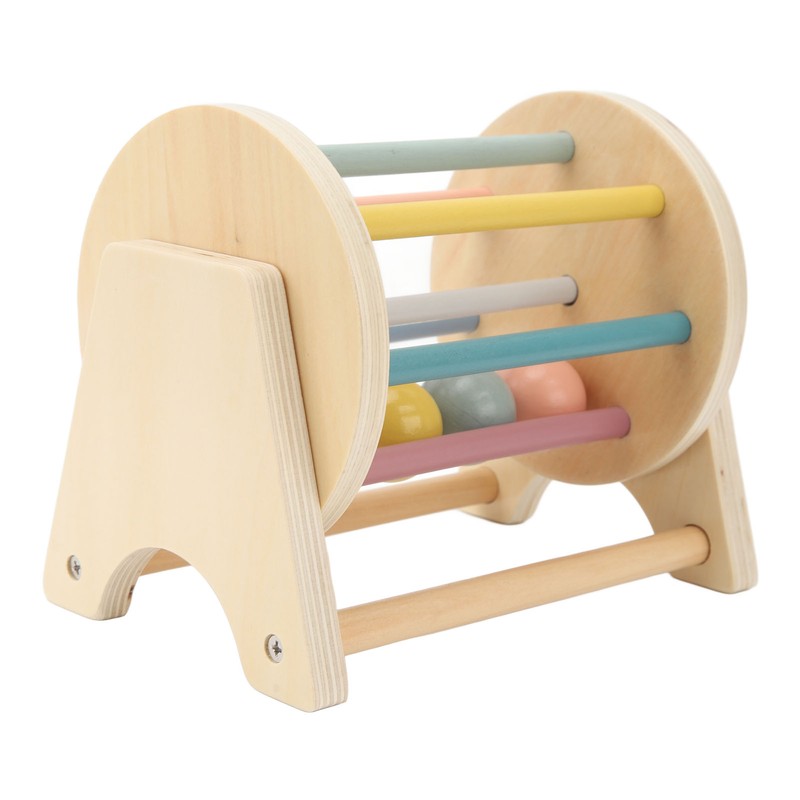 Wooden Rattle Rolling Drum Logic Thinking Hand Eye Coordination Safe