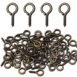Linsoir Beads 7X14mm Screw Eye Pins for Jewelry Making Eyepins Hook Eyelets Screw Threaded Gold Tone Clasps Hooks for DIY Jewelry Making 200 pcs/lot