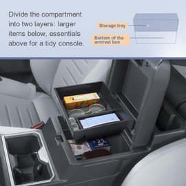 RUNROAD Center Console Organizer Tray Compatible with 2025 Toyota 4Runner Accessories, Armrest Storage Box For 4Runner Middle Console Dividers Coin Holder Glove Compartment