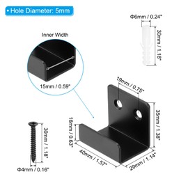 PATIKIL Tile Hanger Bracket 1.38x0.79x0.6, 6 Set U Wall Mounted Mirror Clips Fasteners Stainless Steel Metal Mirror Holder Kit XL Size with Screws for Large Mirror Silver Tone