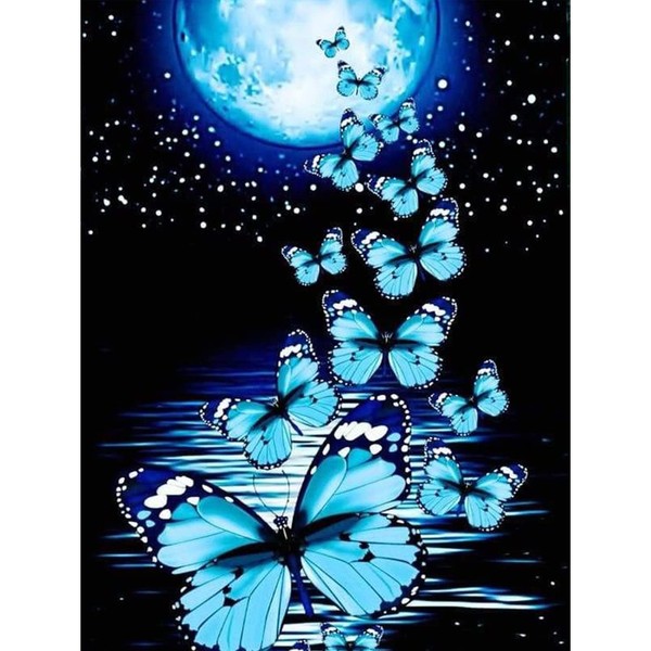 DAERLE Diamond Painting Set Butterflies Diamond Painting Pictures 5D Diamond Painting Children DIY Paint by Numbers Adults Round Diamonds Decoration and Gift 30 x 40 cm Moon