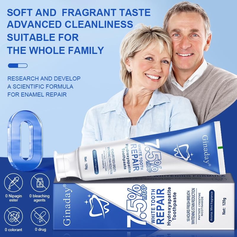 7.5% Hydroxyapatite Toothpaste, Hidroxiapatita Toothpaste for Advanced Enamel Protection, Daily