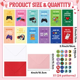 Z1juce Valentines Day Card for Kids - 24Pack Valentine Game Theme Greeting Cards & Stickers for School Classroom Exchange Valentine Exchange Cards for Girls Boys Valentine Gifts Cards for Party Favor