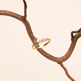 CARISSIMA Women's 9ct Yellow Gold Diamond Cut Half Twist Ring #Q