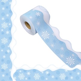 69 Feet Winter Snowflake Bulletin Board Borders,Scalloped Borders Christmas Bulletin Board Border Decorative, for School Classroom Office Chalkboard Decor Party Decoration