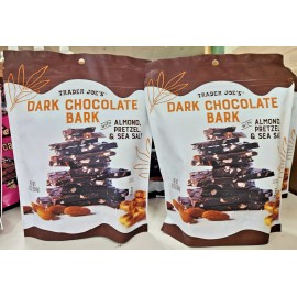 Trader Joe’s Dark Chocolate Bark with Almonds Pretzel & Sea Salt 10oz (2 Bags)