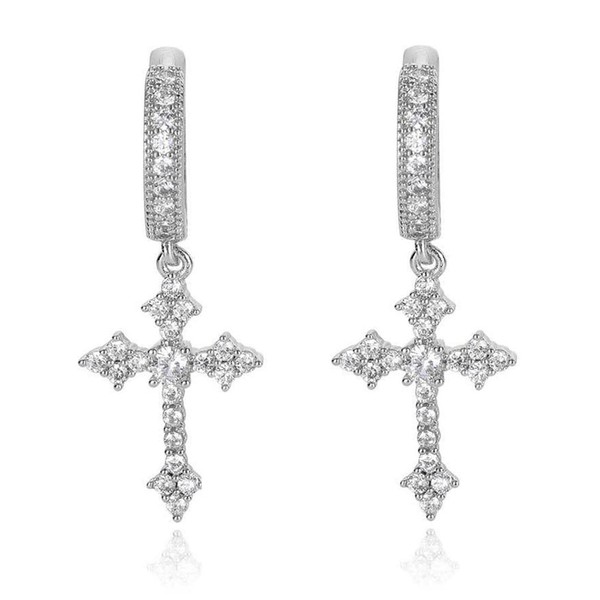 TKMIRA 14K Gold/Silver Plated Cross Earrings Men Women Hypoallergenic Cubic