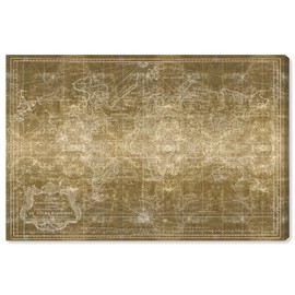 The Oliver Gal Artist Co. Maps Wall Art Canvas Prints 'World Map Gold'
