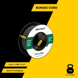 Brotree Elastic Cord Bungee Cord 1mm x 10m Elastic Rope String Thread Heavy Stretch for DIY, Crafts, Sewing, Beading, Jewellery, Necklace, Bracelet, Tent Poles and Backpack - Black