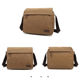 Sechunk Large Vintage Canvas Messenger Cross body bag Shoulder bag (Coffee, large)