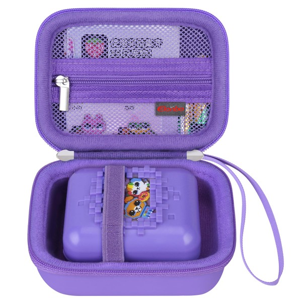 Elonbo Carrying Case for Bitzee Digital Pet Interactive Virtual Toy, Electronic Pets Kids Toys Travel Storage Cover Bag Organizer Holder, Mesh Pocket fits Batteries. Purple