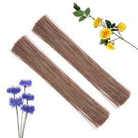 POPOYU 50Pcs Florist Wire Stems for Wreath Making, Brown Bouquet Wire for Flower Stub Stem, Handmade DIY Craft and Flower Arranging Supplies
