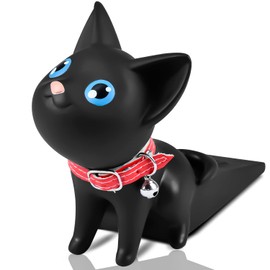 Lindo tope de puerta con diseño de gato, decorativo, antideslizante, protector de piso - Soporte de cuña de puerta resistente a los arañazos para todo tipo de piso, seguro, diseño creativo, apto para