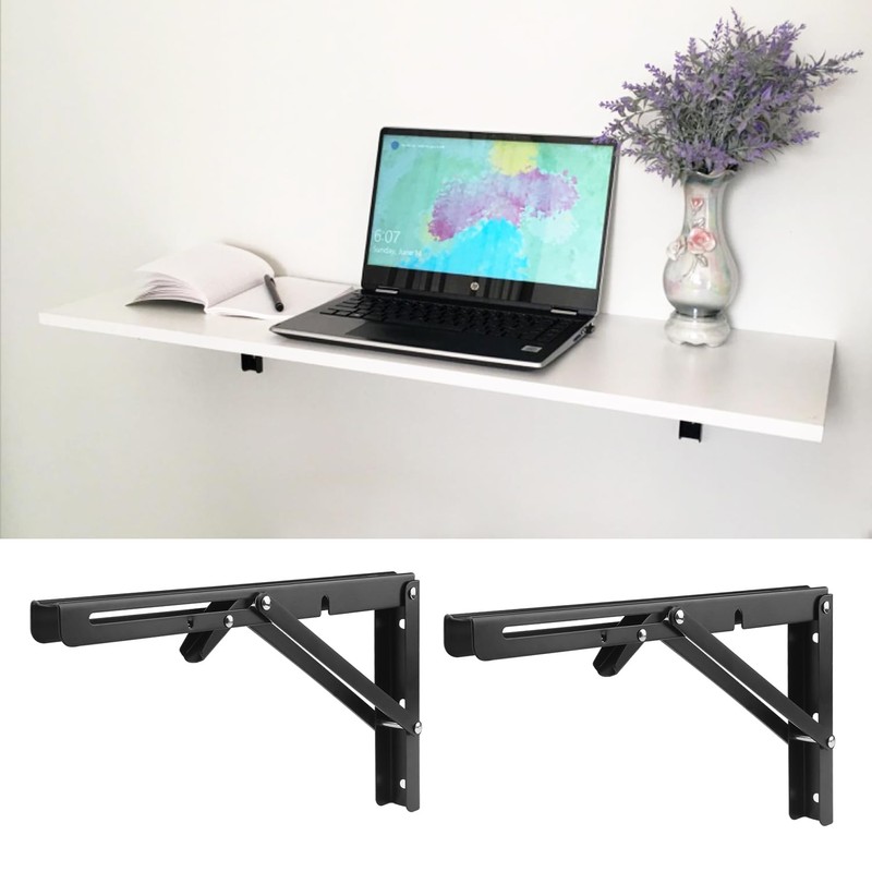 4 Pairs 8 PCS 12 Inch Folding Shelf Brackets,Metal Collapsible