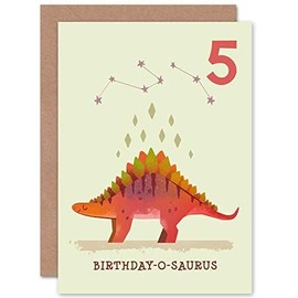 Wee Blue Coo Dinosaur Boys 5th Birthday Card Stegosaurus