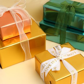 FWSA WRAPS Metal Gold Gift Wrapping Paper Roll, Waterproof Floral Bouquet Wrapping Paper, Valentine's Day Mother's Day, Birthday, Christmas Gift Box Packing 22x360 inches (Gold)