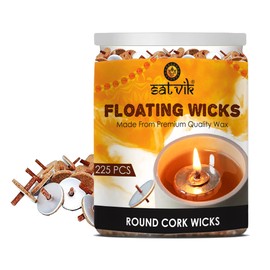 SATVIK STORE - 225 mechas flotantes redondas de corcho de 20 mm para tazas de aceite y lámparas