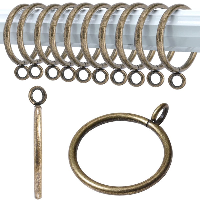 WYIPOLZI 50 Pack 38mm Antique Brass Curtain Rings, Metal Drape