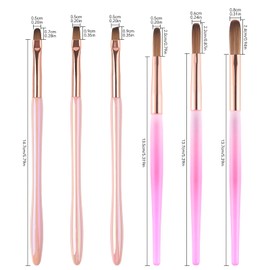 KADS Gel Nail Art Brush Set 6Pcs Oval Flat Clean Up Nail Art Design Pen Painting Tools Nail Sculpting Building Brush for Manicure Nail Extension Gel Brush for Nail Salon & Home DIY Use
