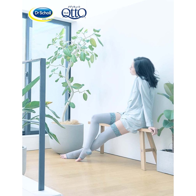 MediQtto Nature Healing Long Compression Socks Natural Grey Medium 1