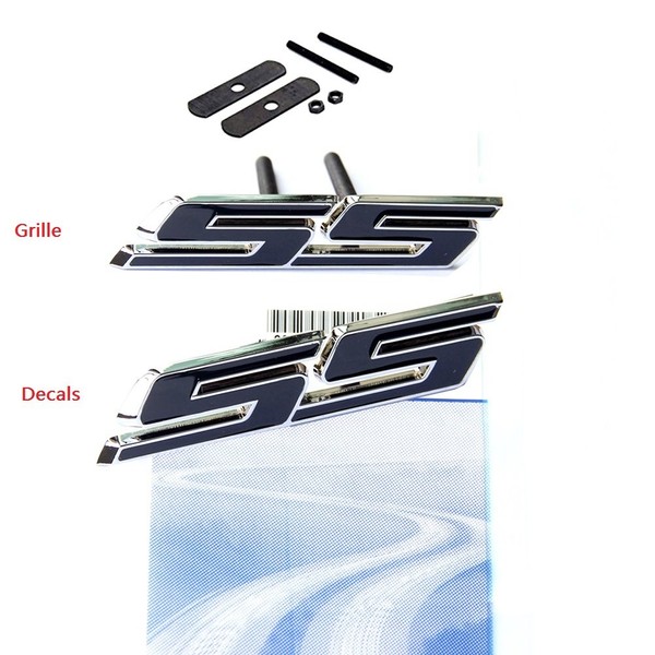 Yoaoo 1x OEM Ss Emblem Grille +Decal Badge 3D for Camaro Gm Series Front Chrome Black