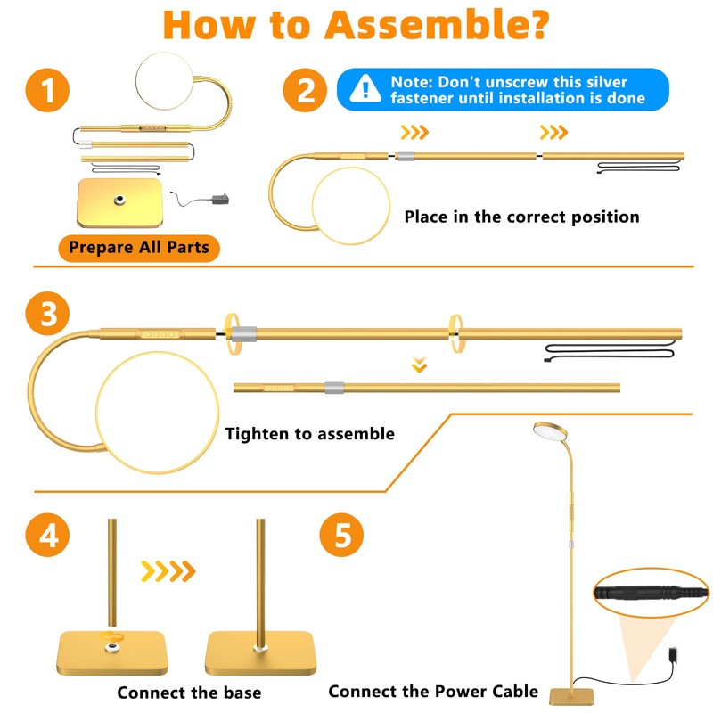 PACOVY Floor Lamp, Adjustable Height Floor Lamps for Living Room