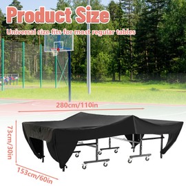 Table Tennis Protective Cover, Waterproof Oxford Polyester Cover, Table Tennis Table Cover, 280 x 153 x 73 cm, Oxford Fabric, Table Tennis Table, Protective Cover, Weatherproof, Wind, Water and UV