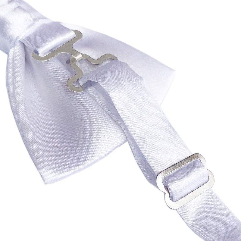 Medsuo Adjustable Bowtie, Men BowtiePre-Tied Bow Tie for Parties (White)
