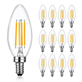 Brtstiun E12 LED Candelabra Bulbs 40 Watt Equivalent, 2700K Soft Warm White, 470 Lumens, C35 Dimmable LED 4W B11 Ceiling Fan and Chandelier Light Bulb, 6 Pack