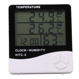 Thermometer, Indoor Outdoor Electronic Thermometer, Large Screen Display Temperature Humidity Meter with Alarm Clock Function for Greenhouse, Home, Kitchen, Garden, Aquarium